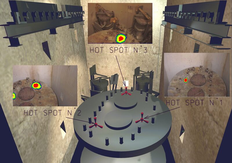 Gamma-3D cartography: radiation hot spots mapped onto a 3D model of a reactor vessel head